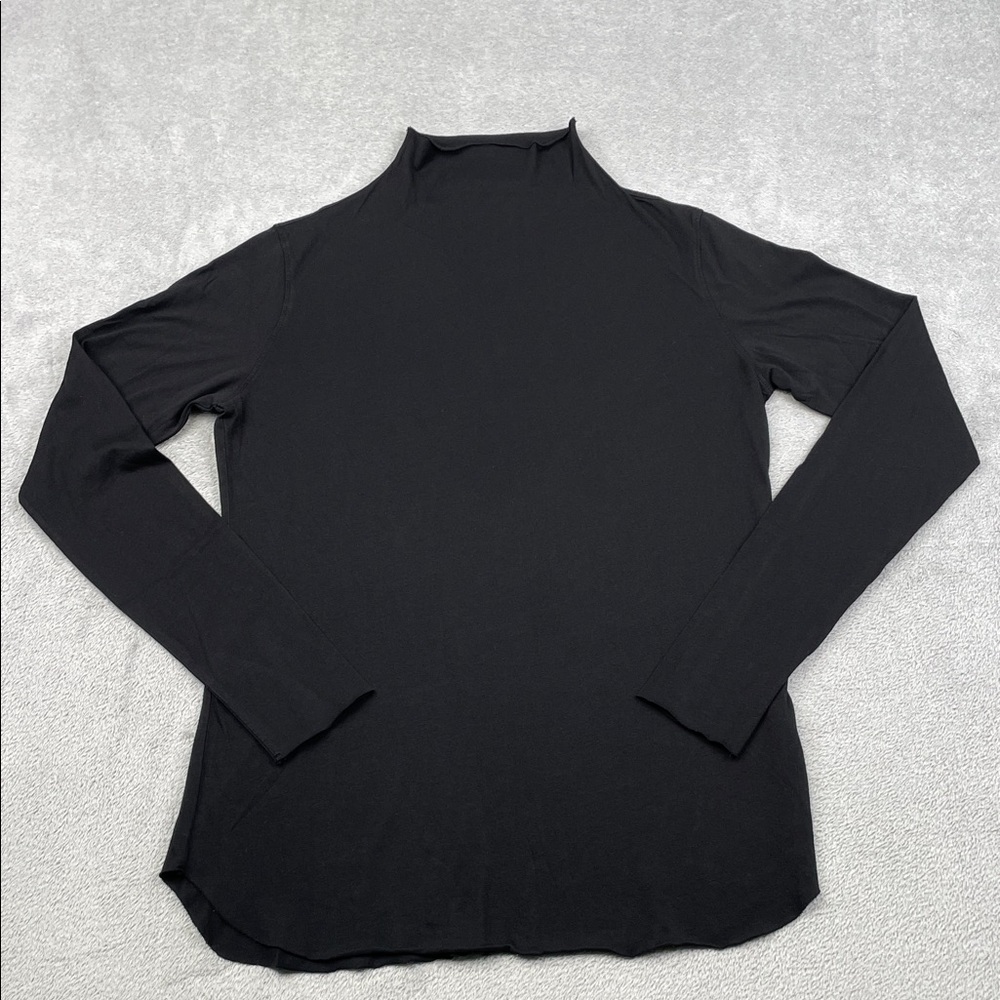 Frank & Eileen M 100% Supima Cotton SOFT Mock Neck Black Long Sleeve USA FLAW